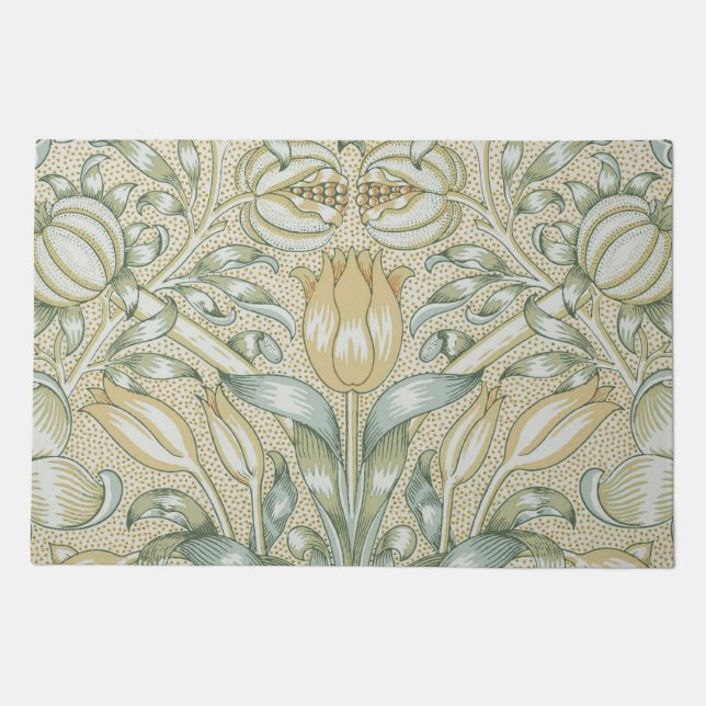 William Morris Pomegranate Pattern Antique Lily  Doormat (Front)