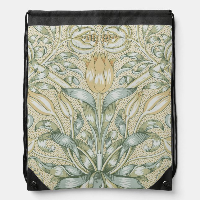 William Morris Pomegranate Pattern Antique Lily  Drawstring Bag (Front)