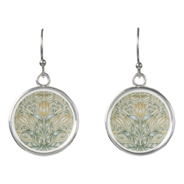 William Morris Pomegranate Pattern Antique Lily  Earrings (Front)