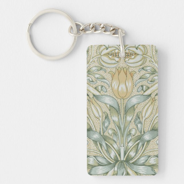 William Morris Pomegranate Pattern Antique Lily  Keychain (Front)