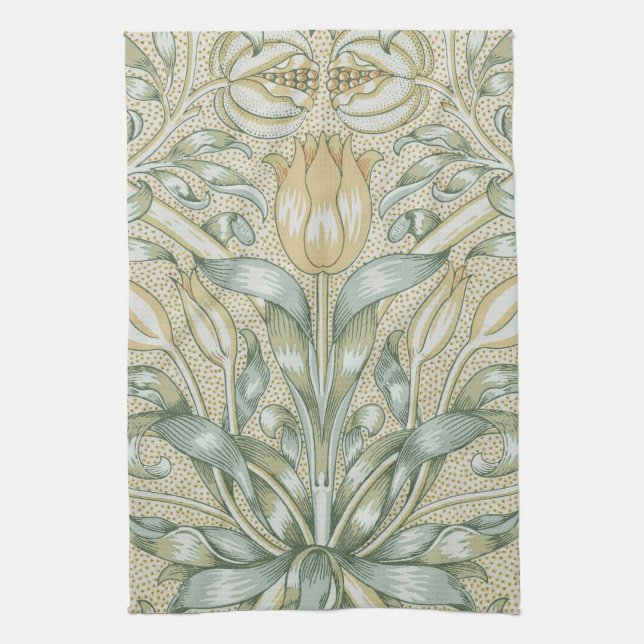 William Morris Pomegranate Pattern Antique Lily  Kitchen Towel (Vertical)
