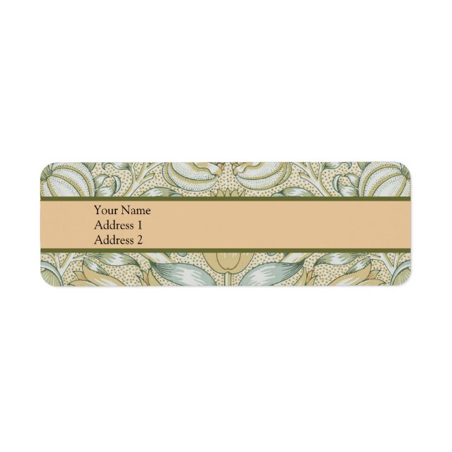William Morris Pomegranate Pattern Antique Lily  Label (Front)