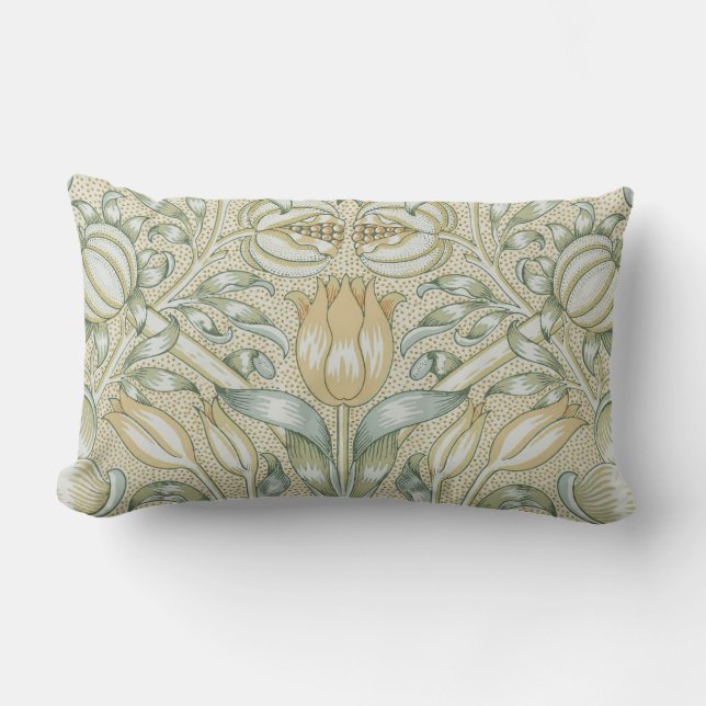 William Morris Pomegranate Pattern Antique Lily  Lumbar Pillow (Front)