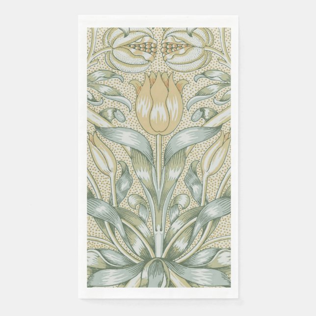 William Morris Pomegranate Pattern Antique Lily  Paper Guest Towels (Front)