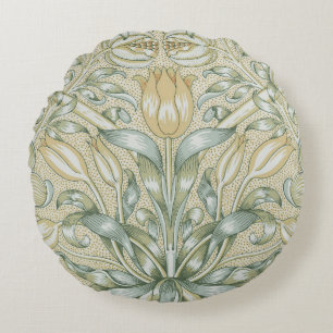 William Morris Pomegranate Pattern Antique Lily Round Pillow