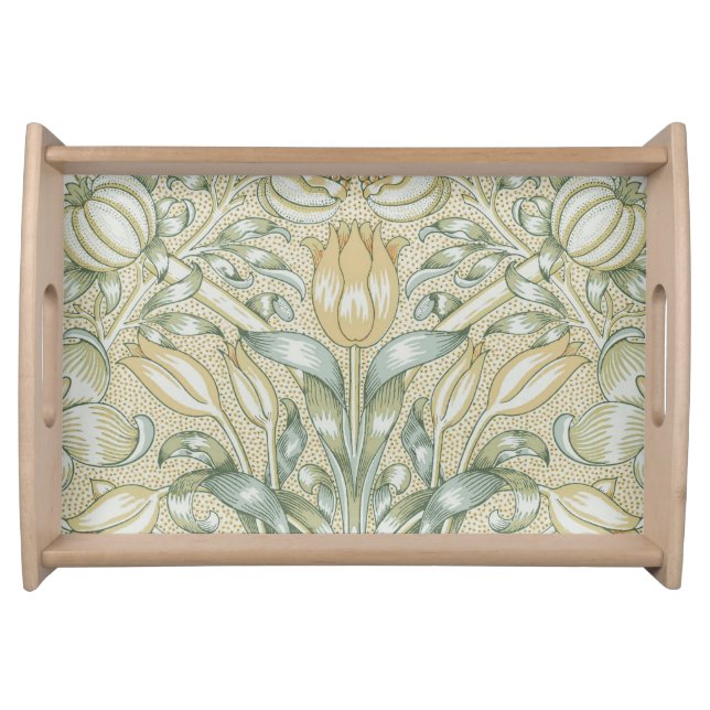 William Morris Pomegranate Pattern Antique Lily  Serving Tray (Front)