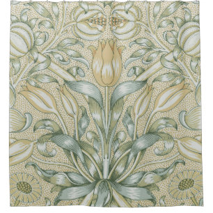 William Morris Pomegranate Pattern Antique Lily  Shower Curtain