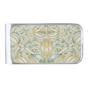 William Morris Pomegranate Pattern Antique Lily Silver Finish Money Clip