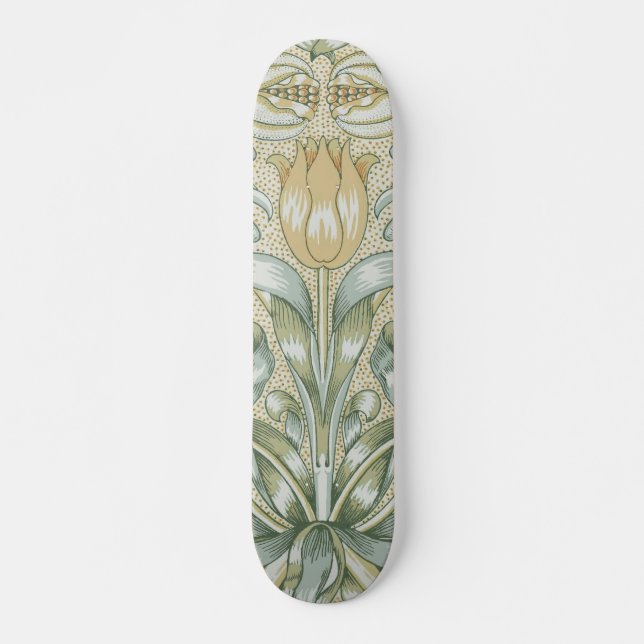 William Morris Pomegranate Pattern Antique Lily  Skateboard (Front)