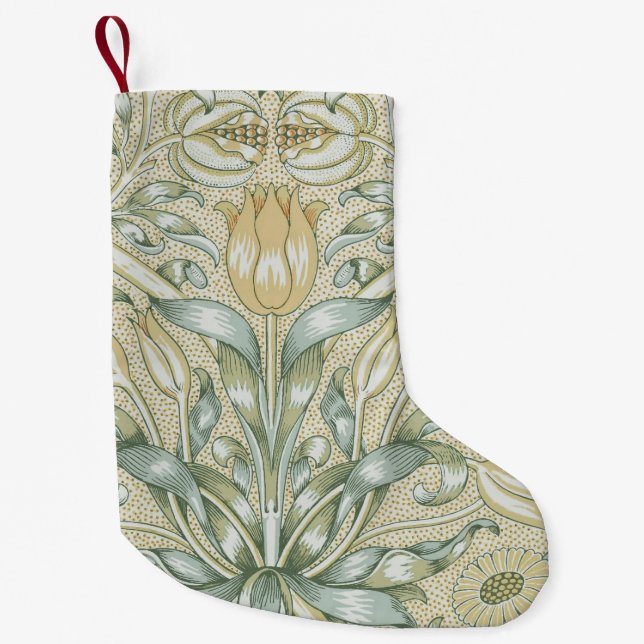 William Morris Pomegranate Pattern Antique Lily  Small Christmas Stocking (Front)
