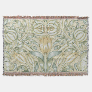 William Morris Pomegranate Pattern Antique Lily  Throw Blanket
