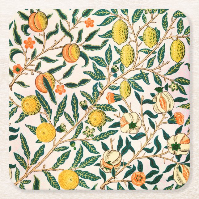 WILLIAM MORRIS "POMEGRANATE" SQUARE PAPER COASTER (Front)