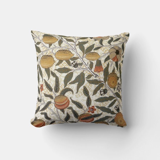 William Morris Pomegranate Throw Pillow (Front)