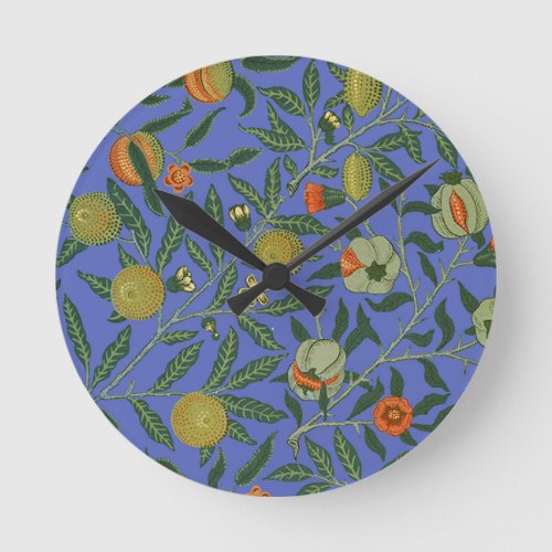 William Morris Pomegranate Wallpaper Round Clock