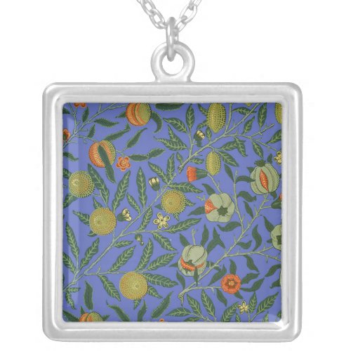 William Morris Pomegranate Wallpaper Silver Plated Necklace