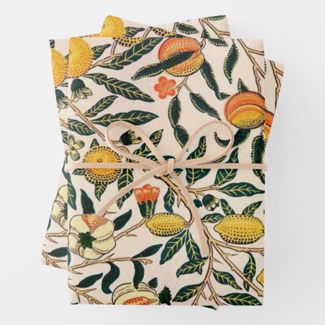 William Morris Pomegranate Wrapping Paper Sheets (In situ)
