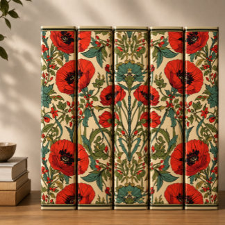 William Morris Poppies Floral Art Nouveau Pattern 3 Ring Binder