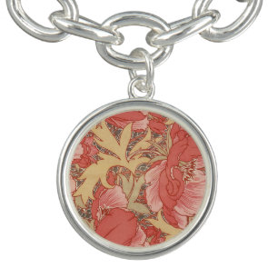 William Morris Poppies Floral Art Nouveau Pattern Bracelet