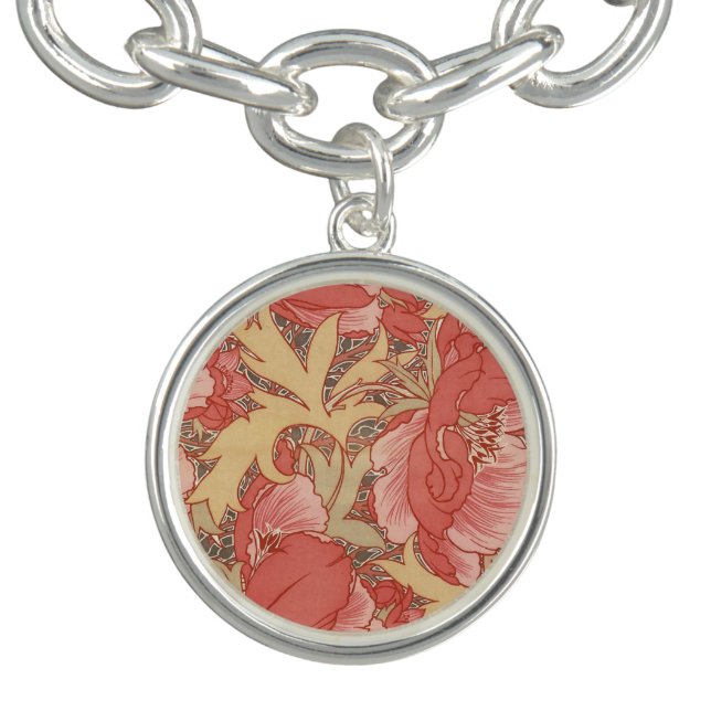 William Morris Poppies Floral Art Nouveau Pattern Bracelet (Design)
