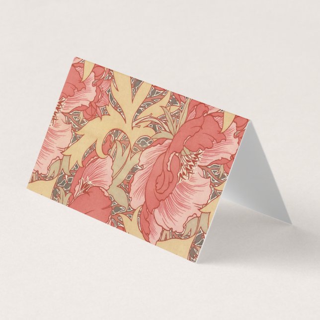 William Morris Poppies Floral Art Nouveau Pattern Business Card (Front)