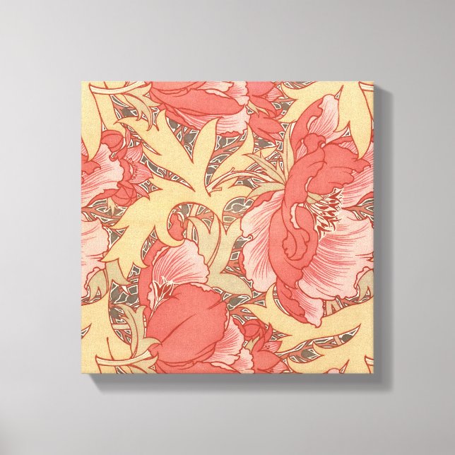 William Morris Poppies Floral Art Nouveau Pattern Canvas Print (Front)