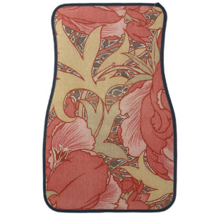 William Morris Poppies Floral Art Nouveau Pattern Car Floor Mat