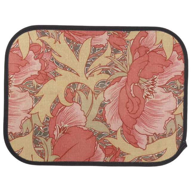 William Morris Poppies Floral Art Nouveau Pattern Car Floor Mat (Rear)