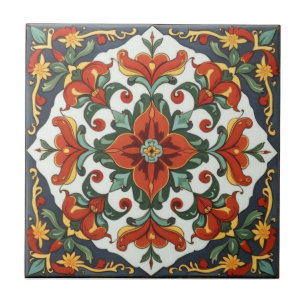 William Morris Poppies Floral Art Nouveau Pattern Ceramic Tile