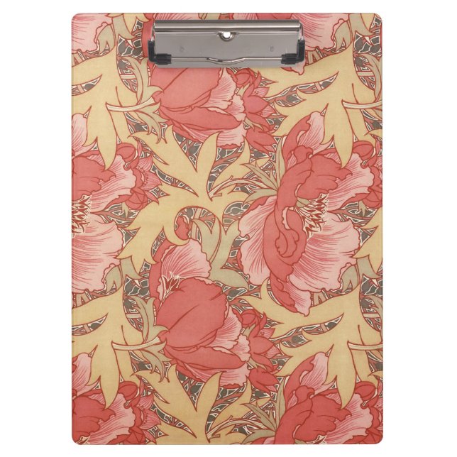 William Morris Poppies Floral Art Nouveau Pattern Clipboard (Front)