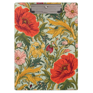William Morris Poppies Floral Art Nouveau Pattern  Clipboard