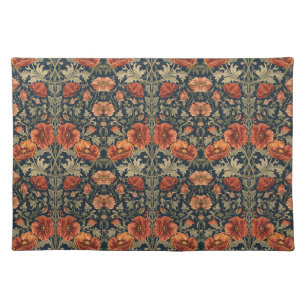 William Morris Poppies Floral Art Nouveau Pattern Cloth Placemat