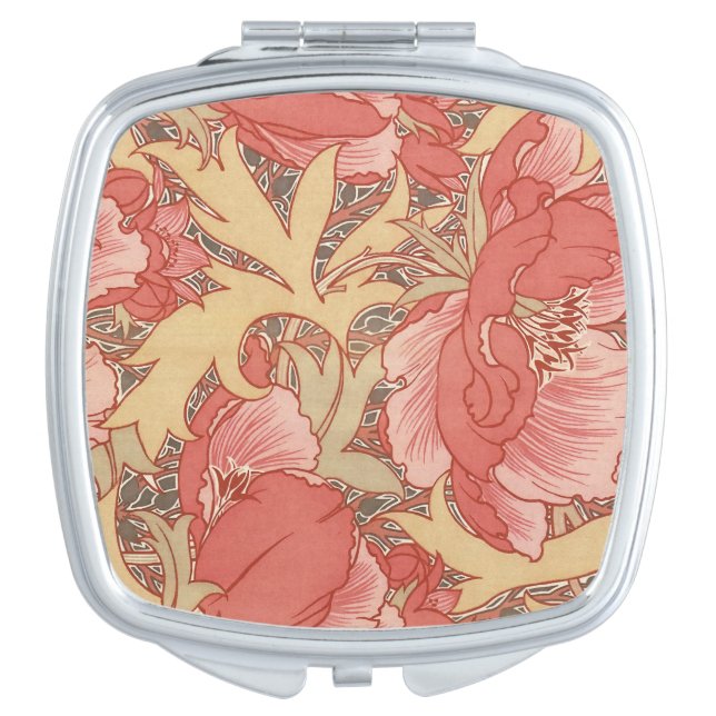William Morris Poppies Floral Art Nouveau Pattern Compact Mirror (Front)