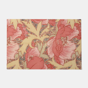 William Morris Poppies Floral Art Nouveau Pattern Doormat
