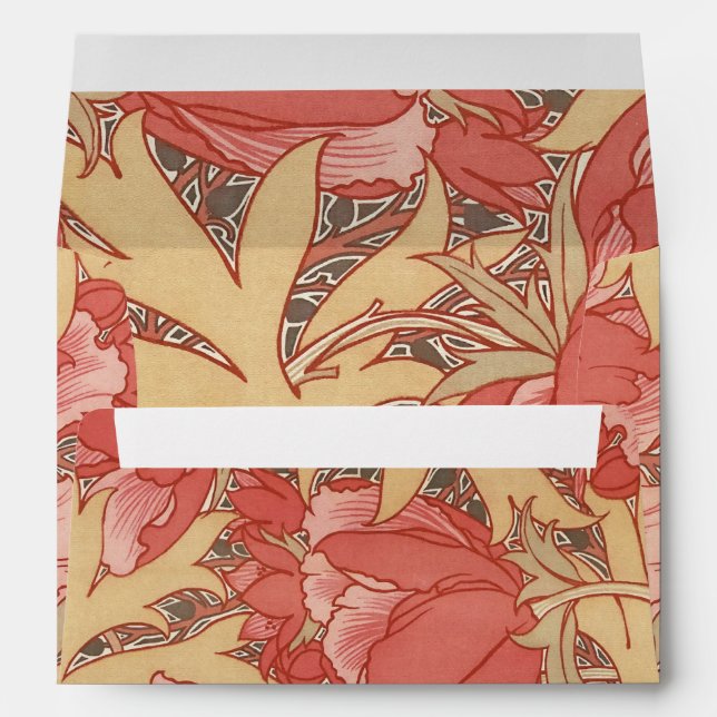 William Morris Poppies Floral Art Nouveau Pattern Envelope (Back (Bottom))