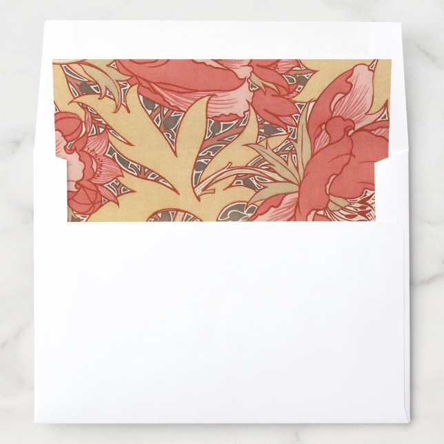 William Morris Poppies Floral Art Nouveau Pattern Envelope Liner (In Envelope)