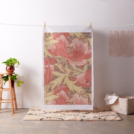 William Morris Poppies Floral Art Nouveau Pattern Fabric