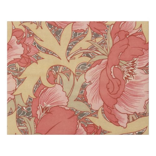 William Morris Poppies Floral Art Nouveau Pattern Faux Canvas Print