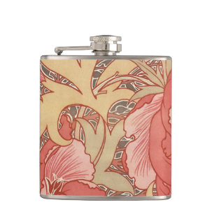 William Morris Poppies Floral Art Nouveau Pattern Flask