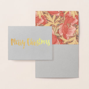 William Morris Poppies Floral Art Nouveau Pattern Foil Card