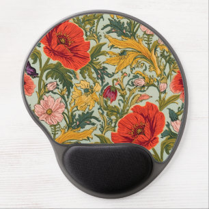 William Morris Poppies Floral Art Nouveau Pattern  Gel Mouse Pad