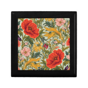 William Morris Poppies Floral Art Nouveau Pattern  Gift Box