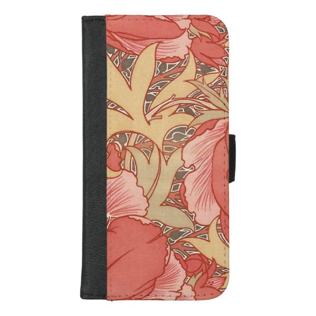 William Morris Poppies Floral Art Nouveau Pattern iPhone Wallet Case (Front)