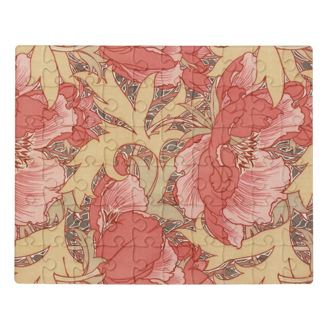 William Morris Poppies Floral Art Nouveau Pattern Jigsaw Puzzle (Puzzle Horizontal)