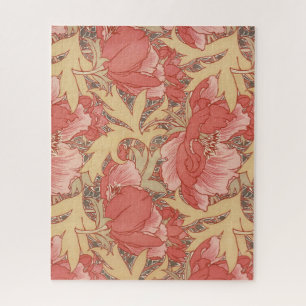 William Morris Poppies Floral Art Nouveau Pattern Jigsaw Puzzle