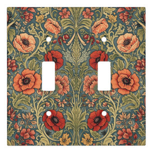 William Morris Poppies Floral Art Nouveau Pattern  Light Switch Cover