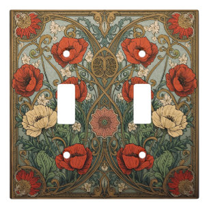 William Morris Poppies Floral Art Nouveau Pattern  Light Switch Cover
