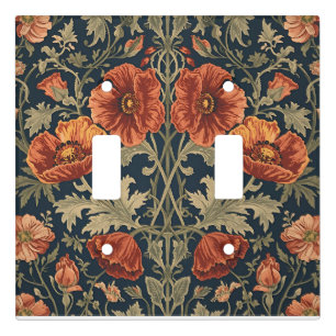 William Morris Poppies Floral Art Nouveau Pattern Light Switch Cover