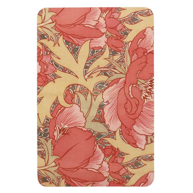 William Morris Poppies Floral Art Nouveau Pattern Magnet (Vertical)
