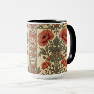William Morris Poppies Floral Art Nouveau Pattern  Mug