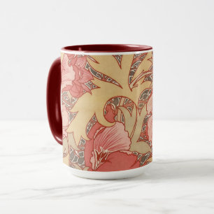 William Morris Poppies Floral Art Nouveau Pattern Mug
